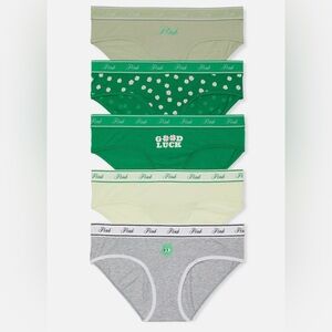 Victoria's Secret PINK 5-Pack Logo Cotton Hiphugger Panties St.Paddy's Pack ☘️
